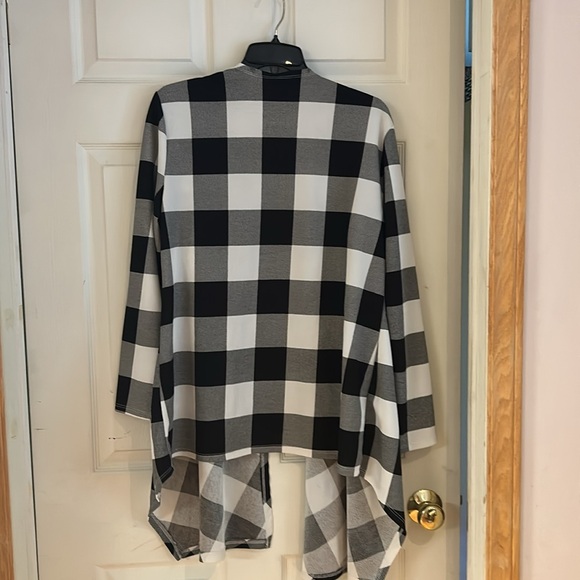 Shein Curve open front black & white check plaid cardigan sweater jacket 1x - Picture 4 of 4